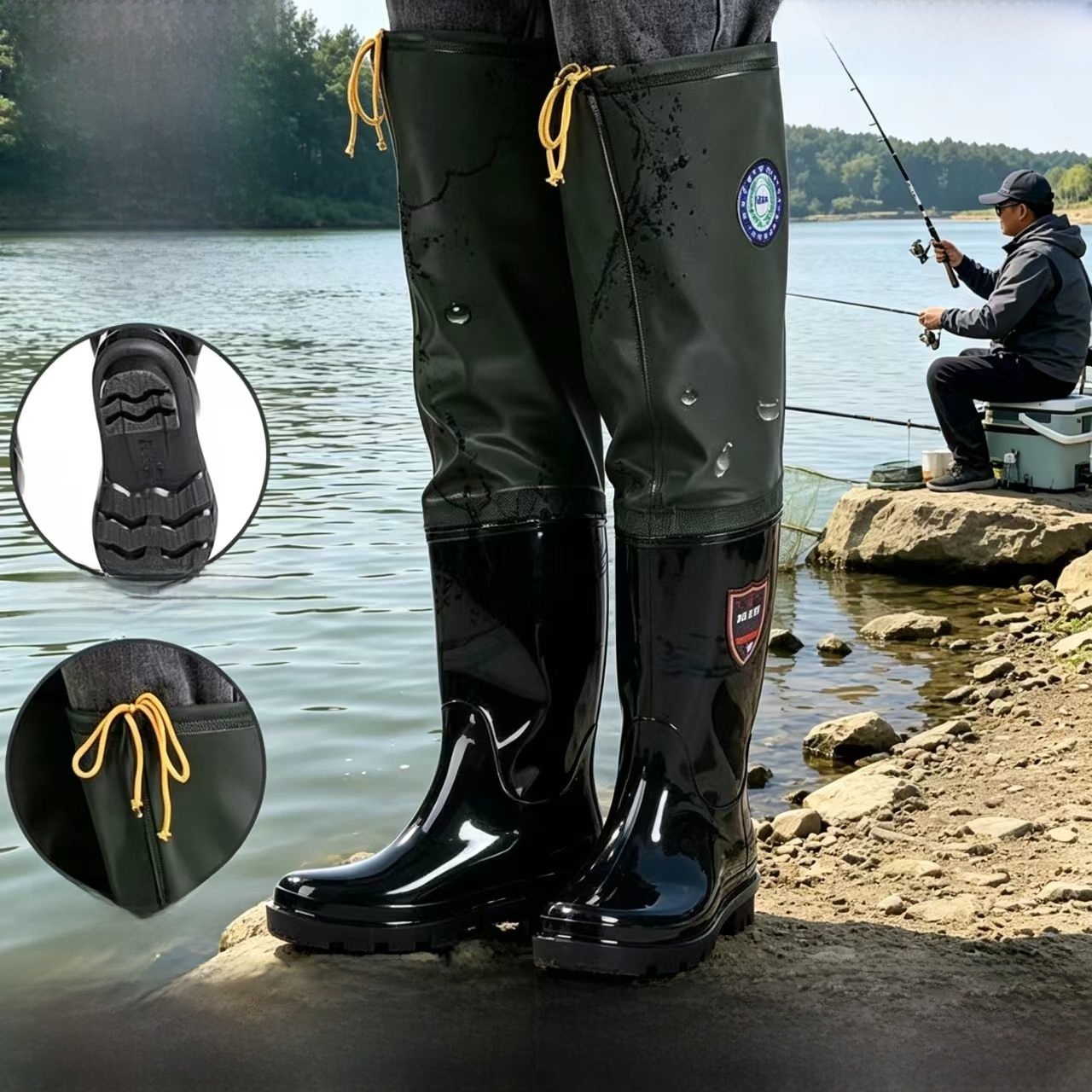Fishing Boots - Kalınlaştırılmış Diz Üstü Yağmur Botları Erkek
